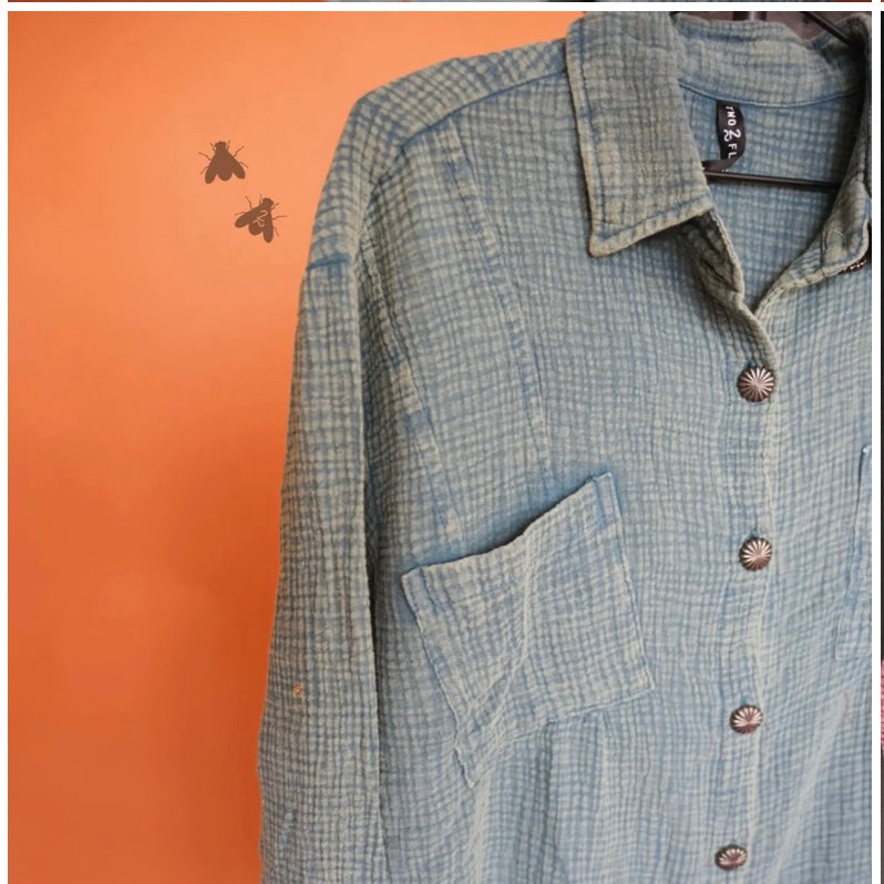 Acres Teal Button up