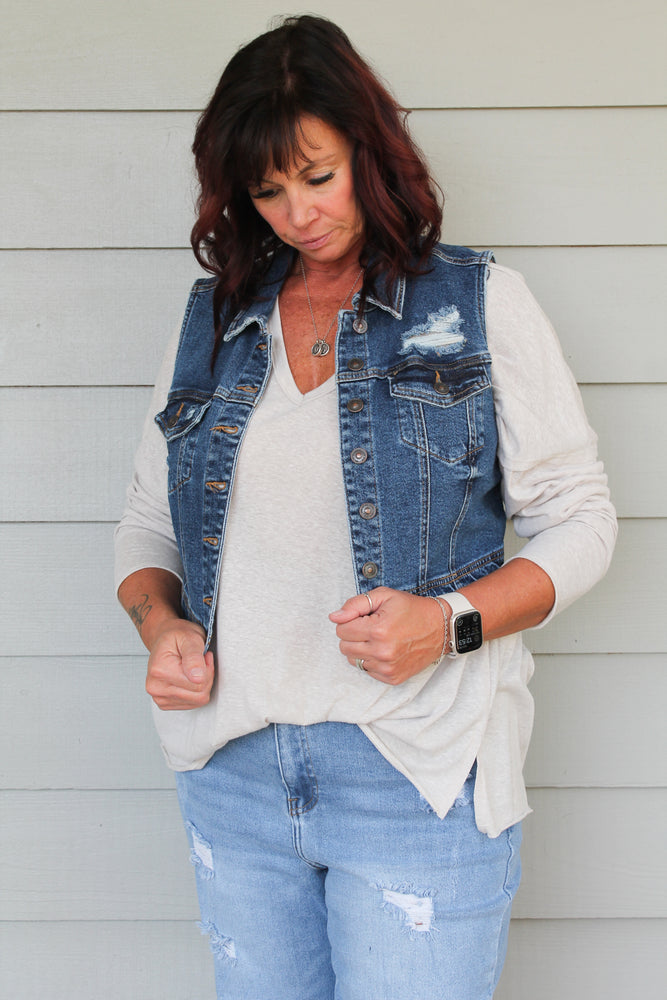 Lola Cropped Denim Vest