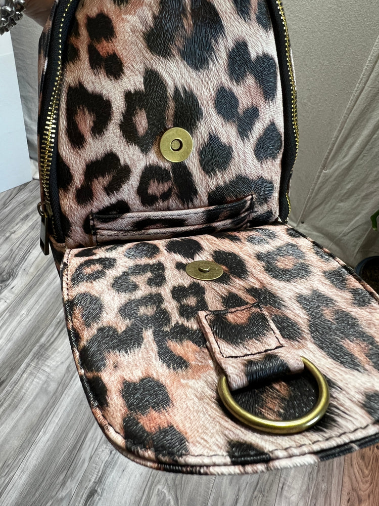 Leopard Cross Body Bag Brown
