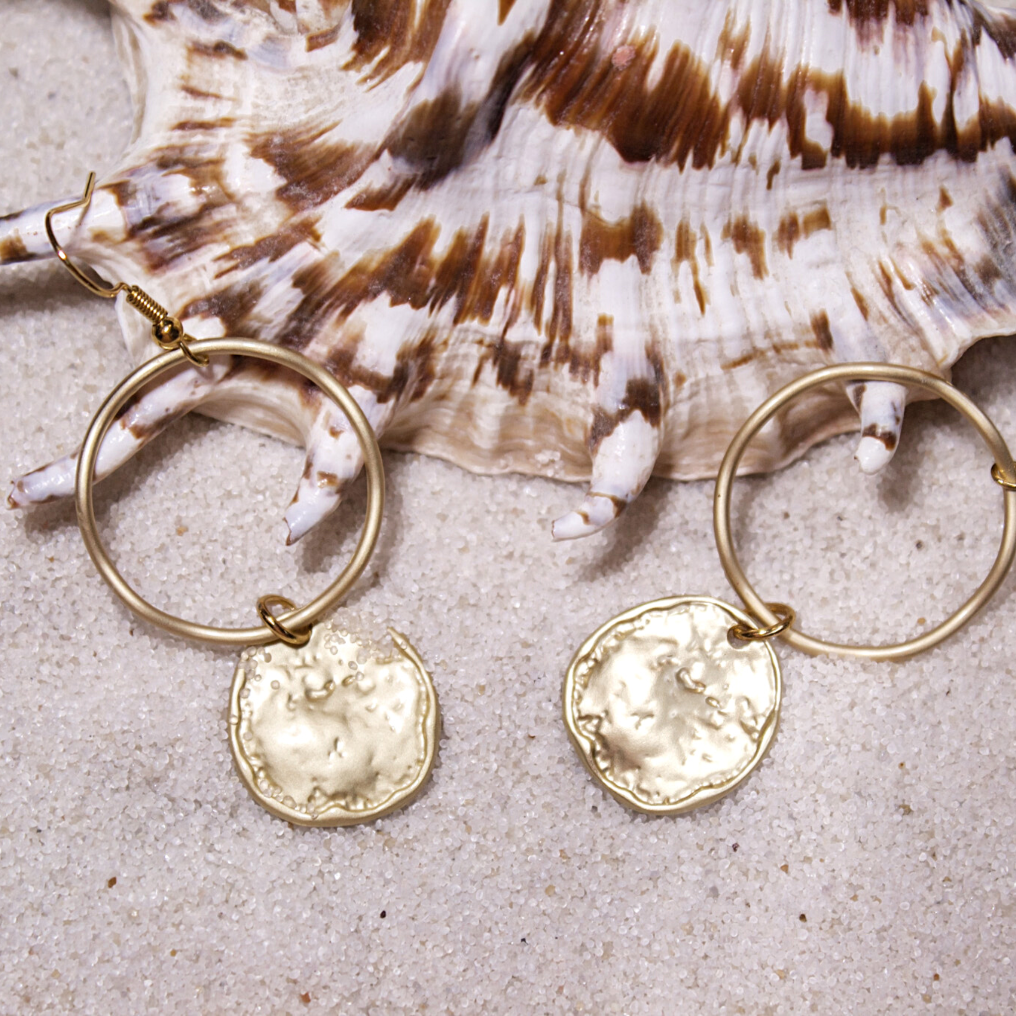 Gold Coin Dangle Earrings