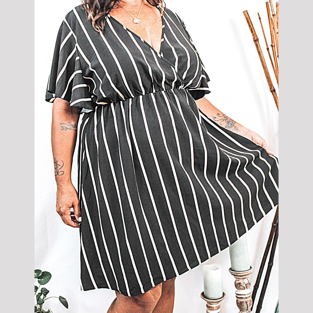 Studio Dress Black & White Stripe