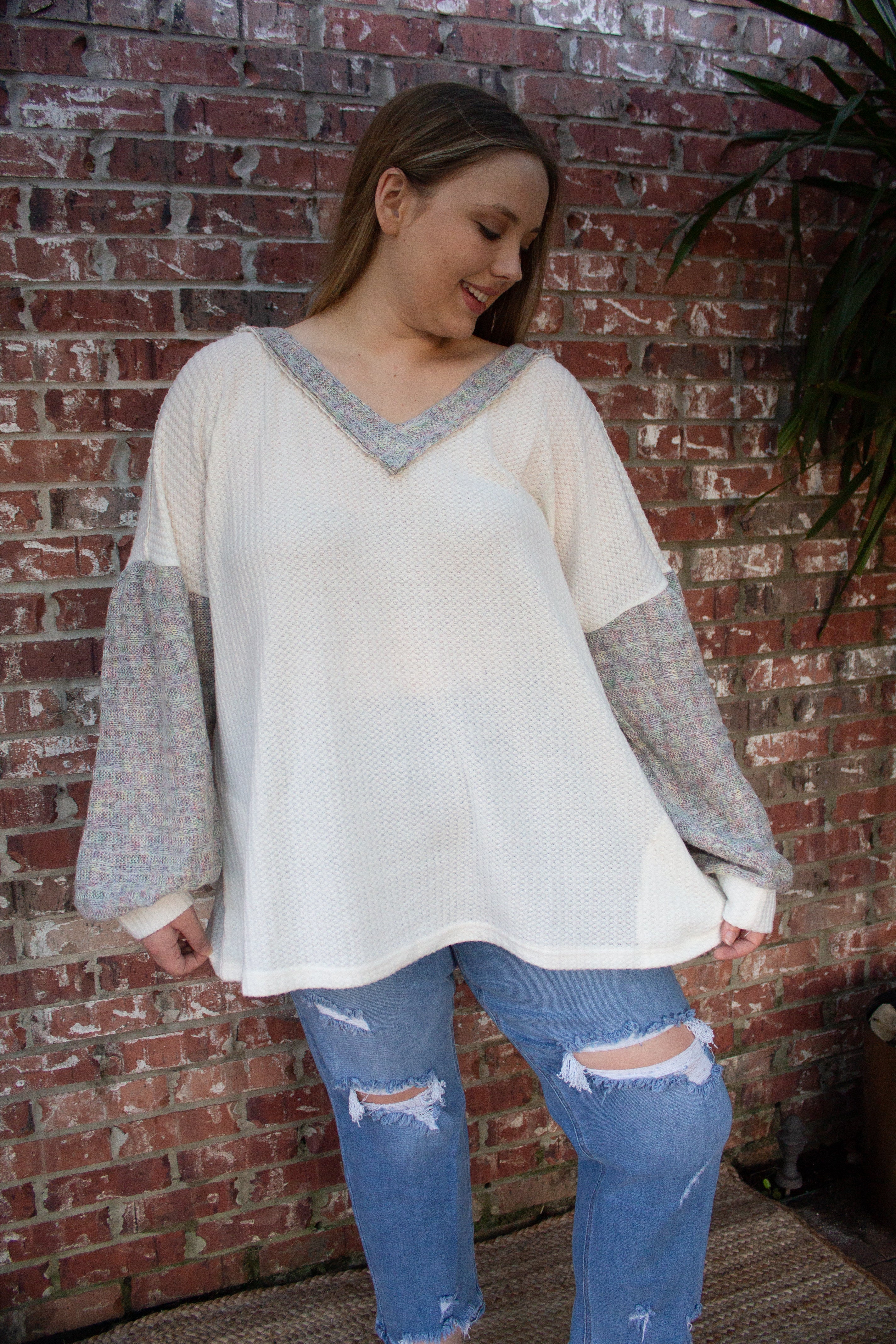 Tensley Top With Long Bubble Sleeves