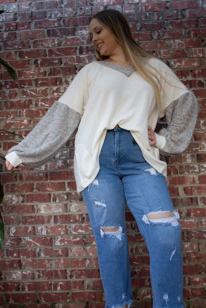 Tensley Top With Long Bubble Sleeves