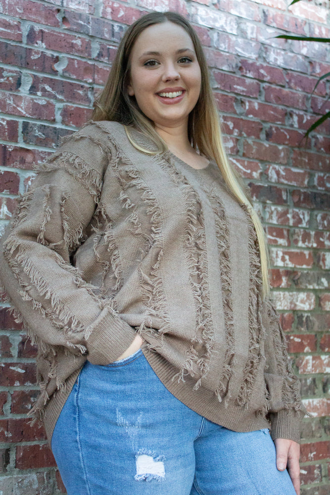 Mocha Fringe Sweater