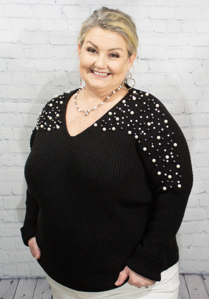 Plus size pearl clearance sweater