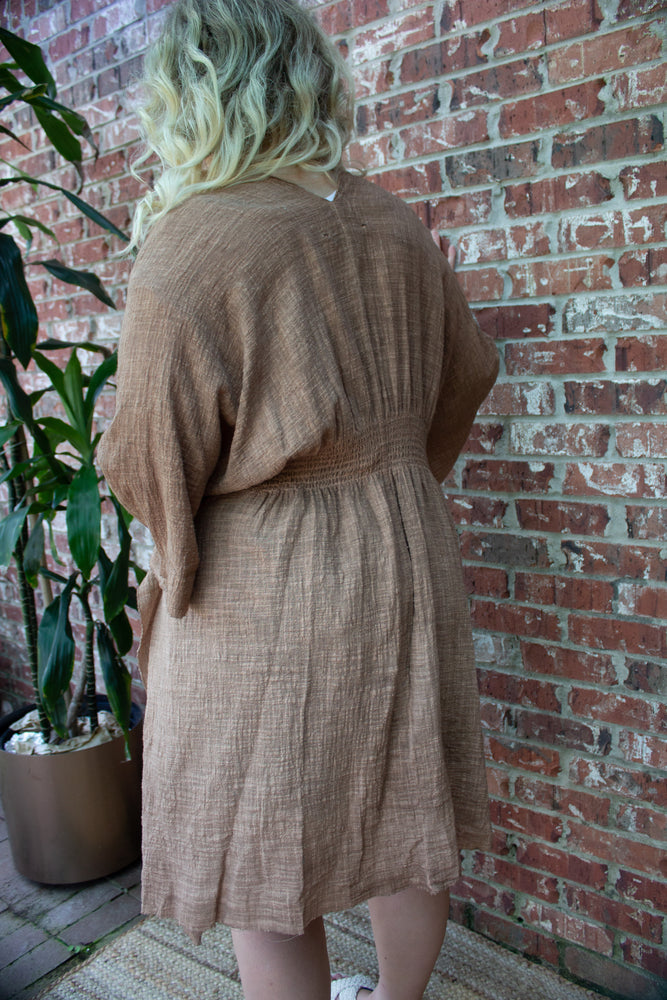 Davina Kimono Tunic Top - Camel