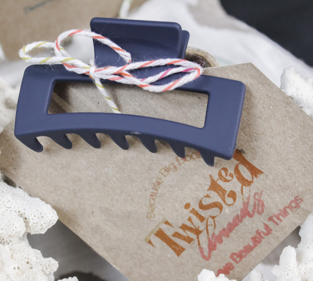 Square Navy Hair Clip