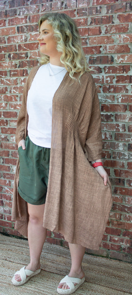 Davina Kimono Tunic Top - Camel