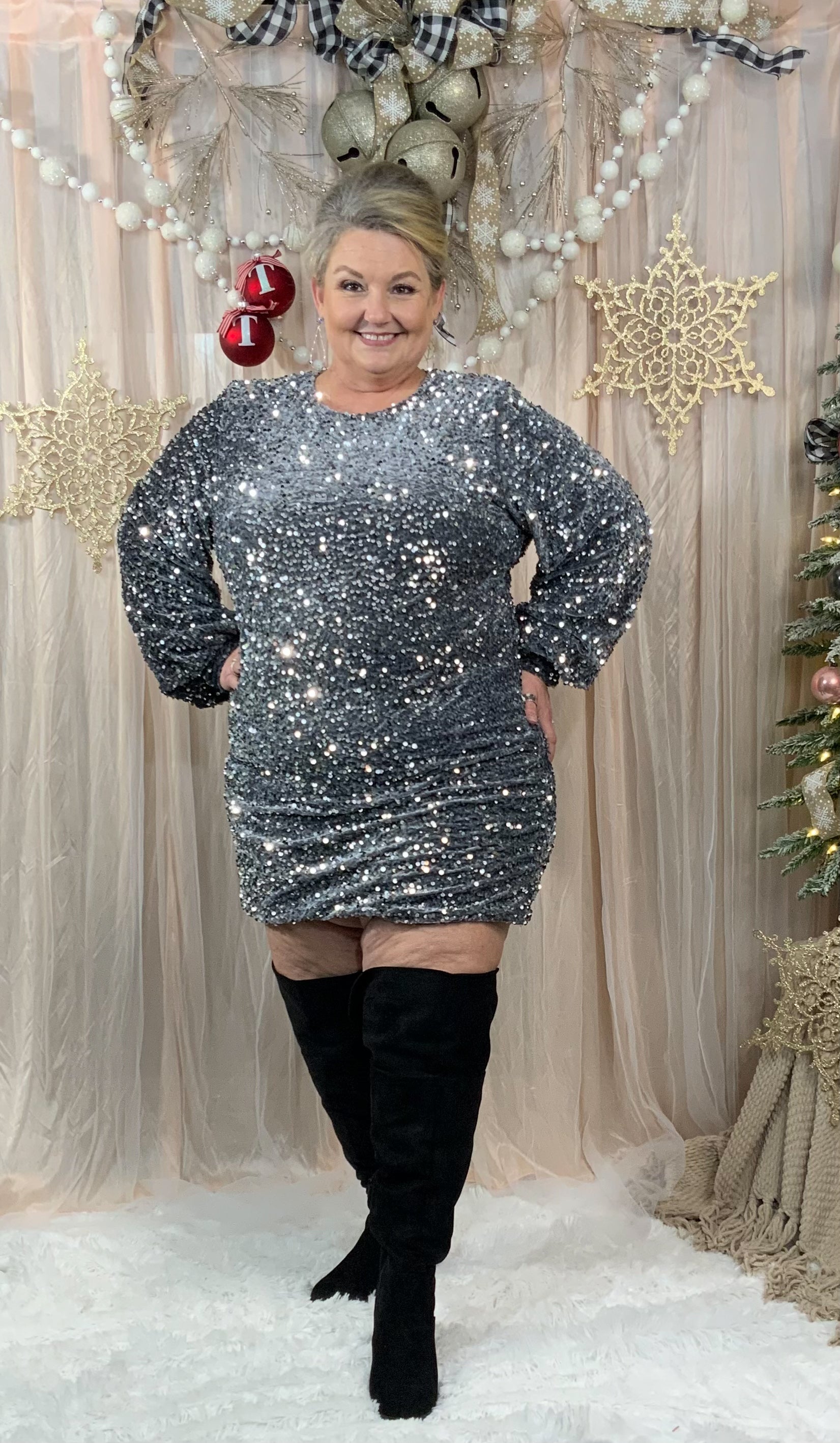 Stargazing Sequin Holiday Dress